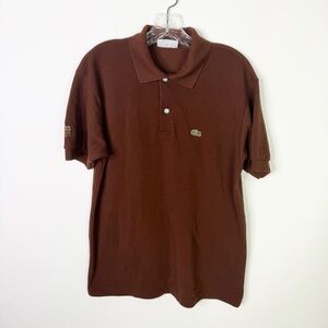Vintage Chemise Lacoste Polo Shirt Brown Mens Large France Short Sleeve 90s VTG